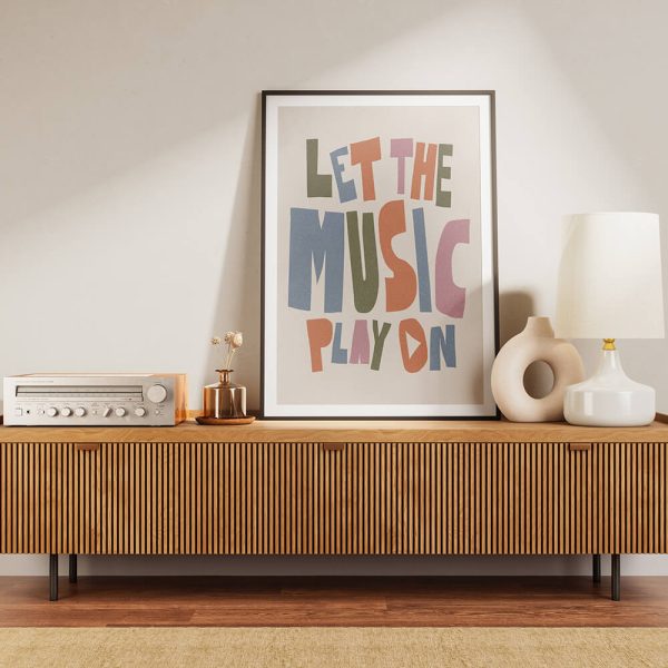 "LET THE MUSIC PLAY ON" poster